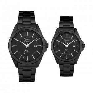 Alexandre Christie AC 1011 Full Black Steel Couple New